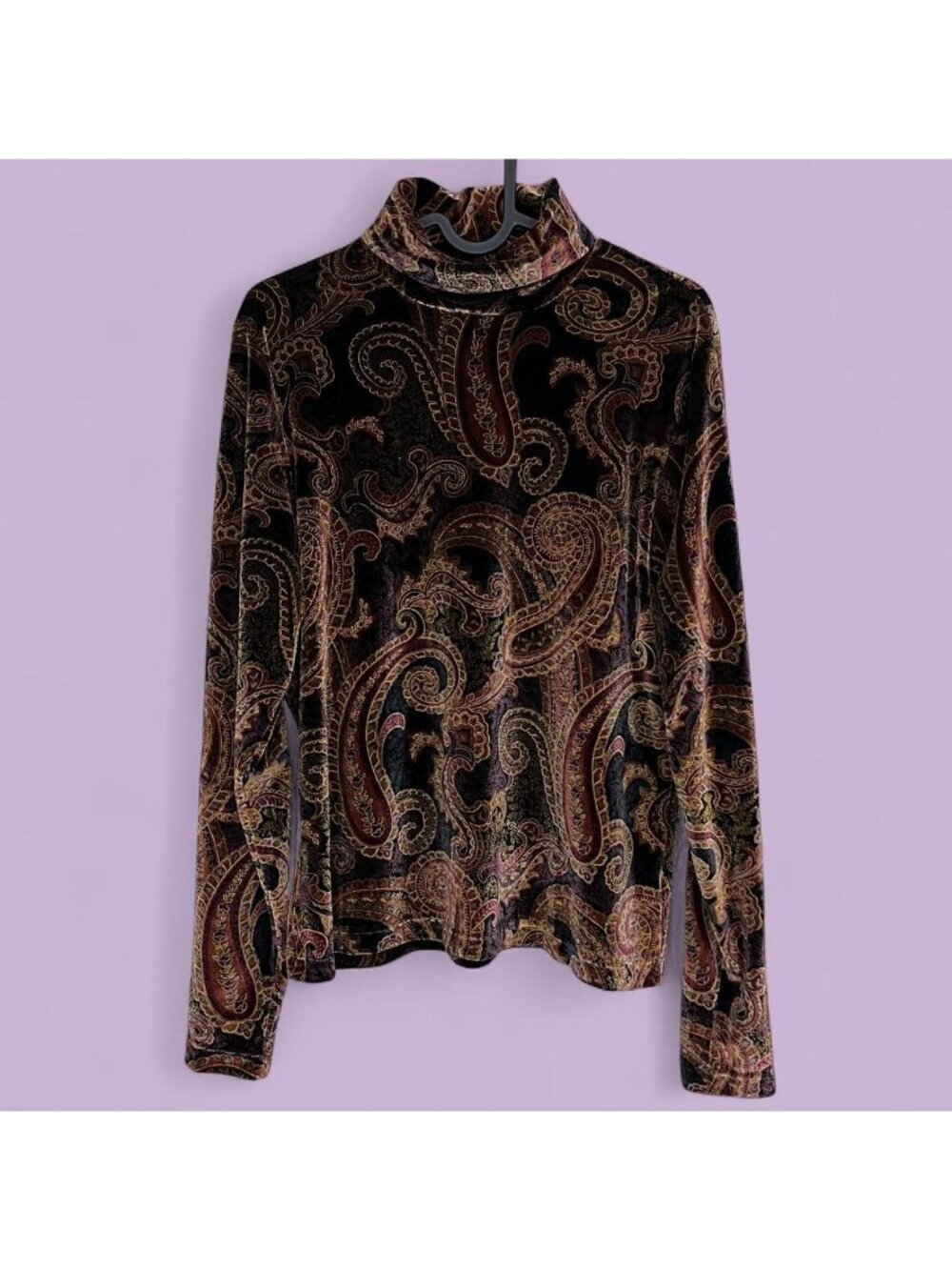 Skea Shimmies velvet paisley whimsica boho whimsygoth print turtleneck top